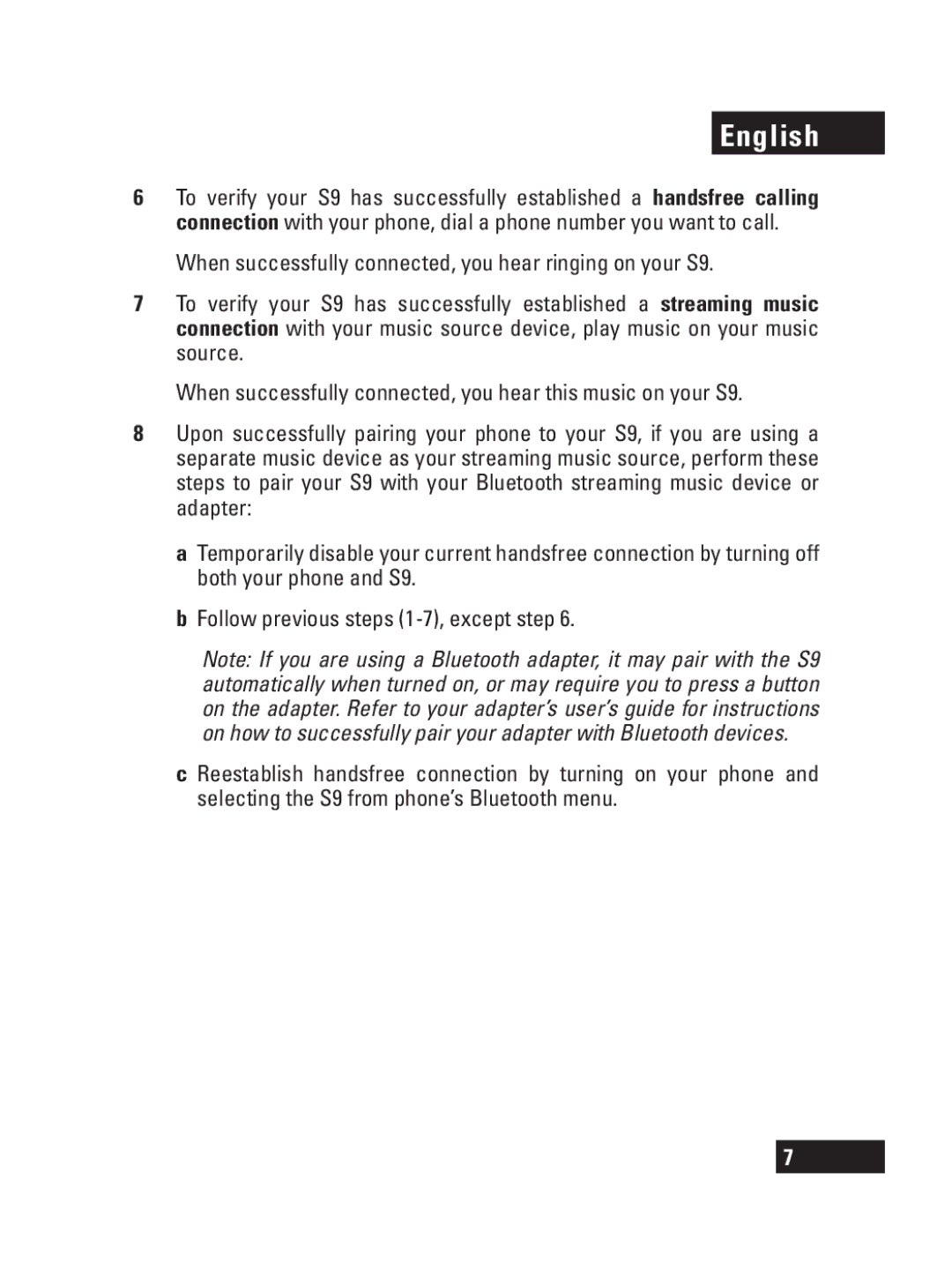 Motorola S9 manual English 