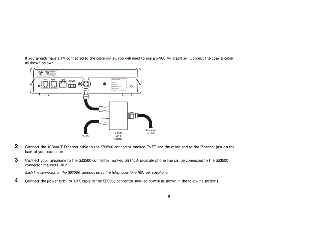 Motorola SB3500 manual To cable 