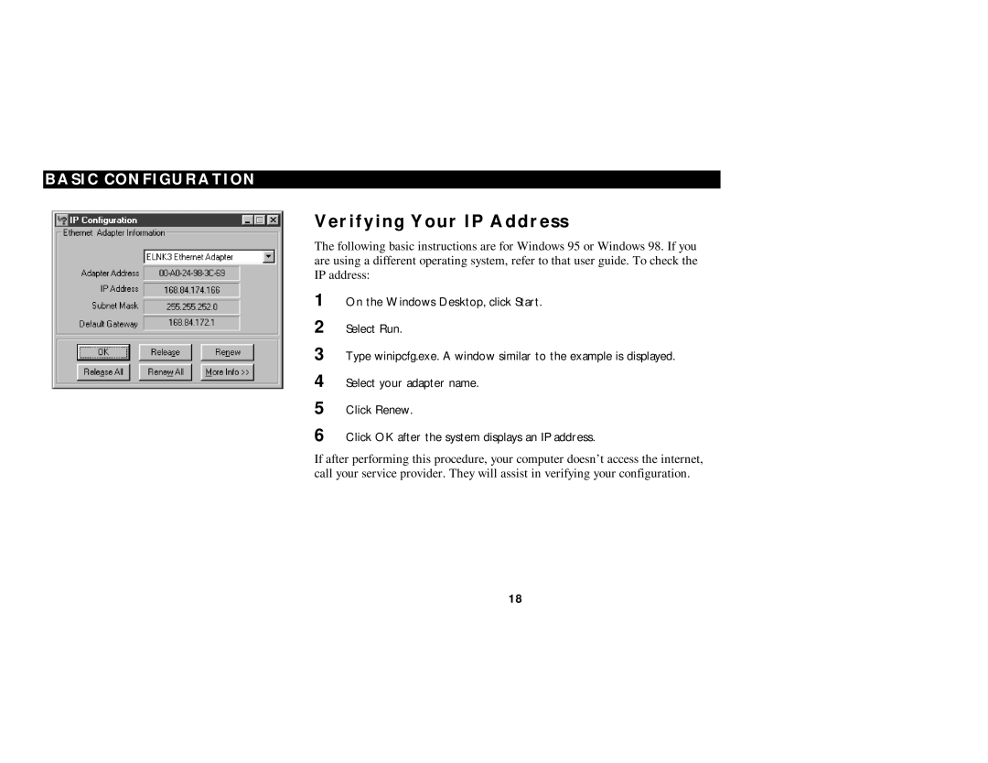 Motorola SB3500 manual Verifying Your IP Address 