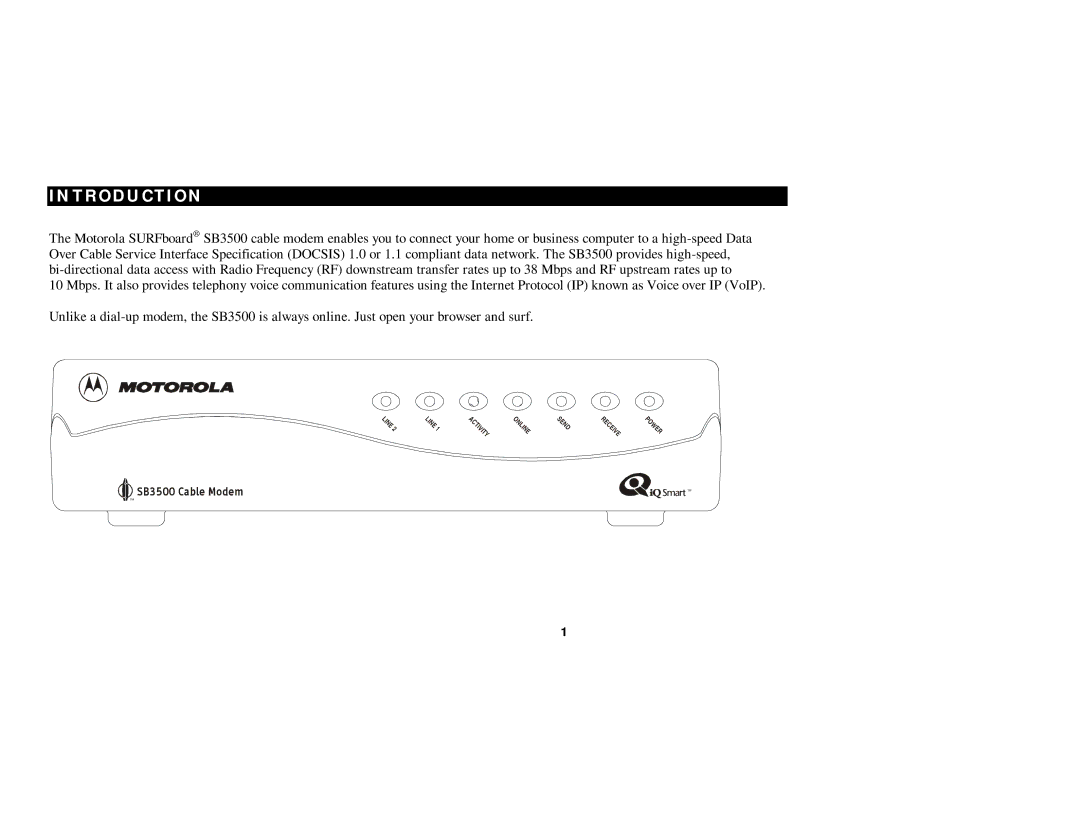 Motorola SB3500 manual Introduction 