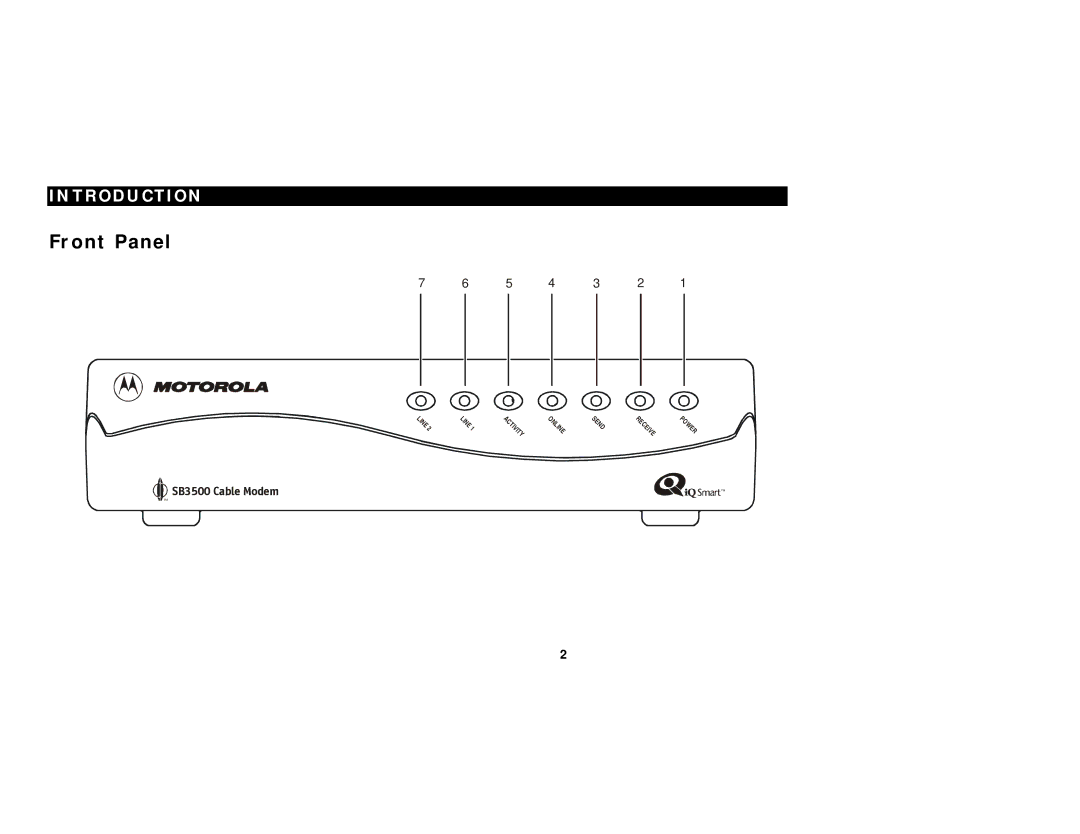 Motorola SB3500 manual Front Panel 