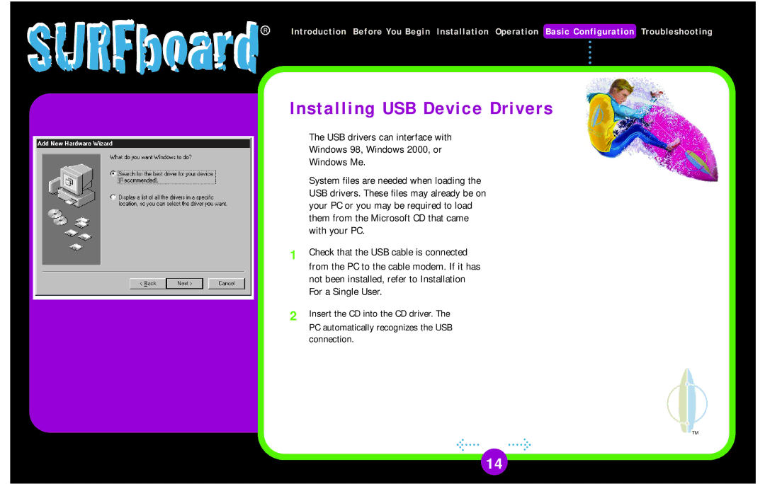 Motorola SB4100 manual Installing USB Device Drivers 