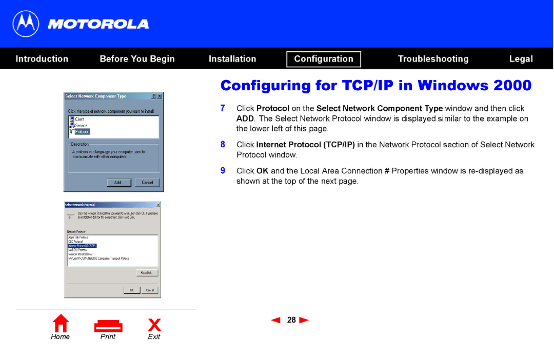 Motorola SB4101 manual Configuring for TCP/IP in Windows 