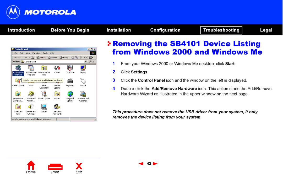 Motorola SB4101 manual Click Settings 