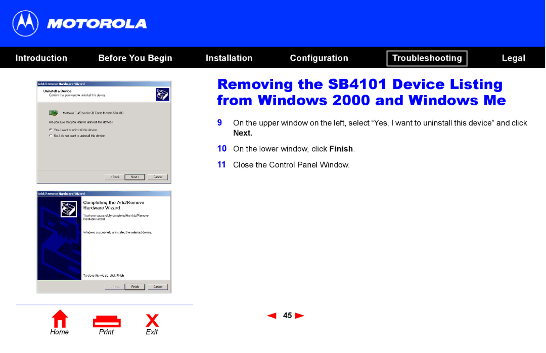 Motorola SB4101 manual Next 