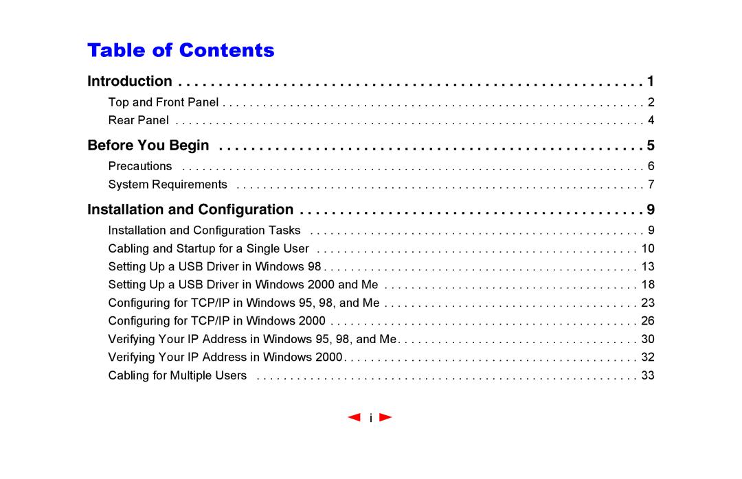 Motorola SB4101 manual Table of Contents 