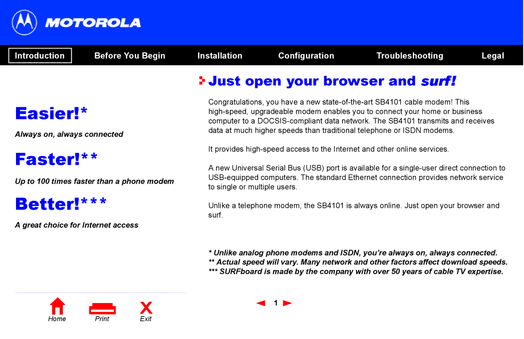 Motorola SB4101 manual Better, Just open your browser and surf 