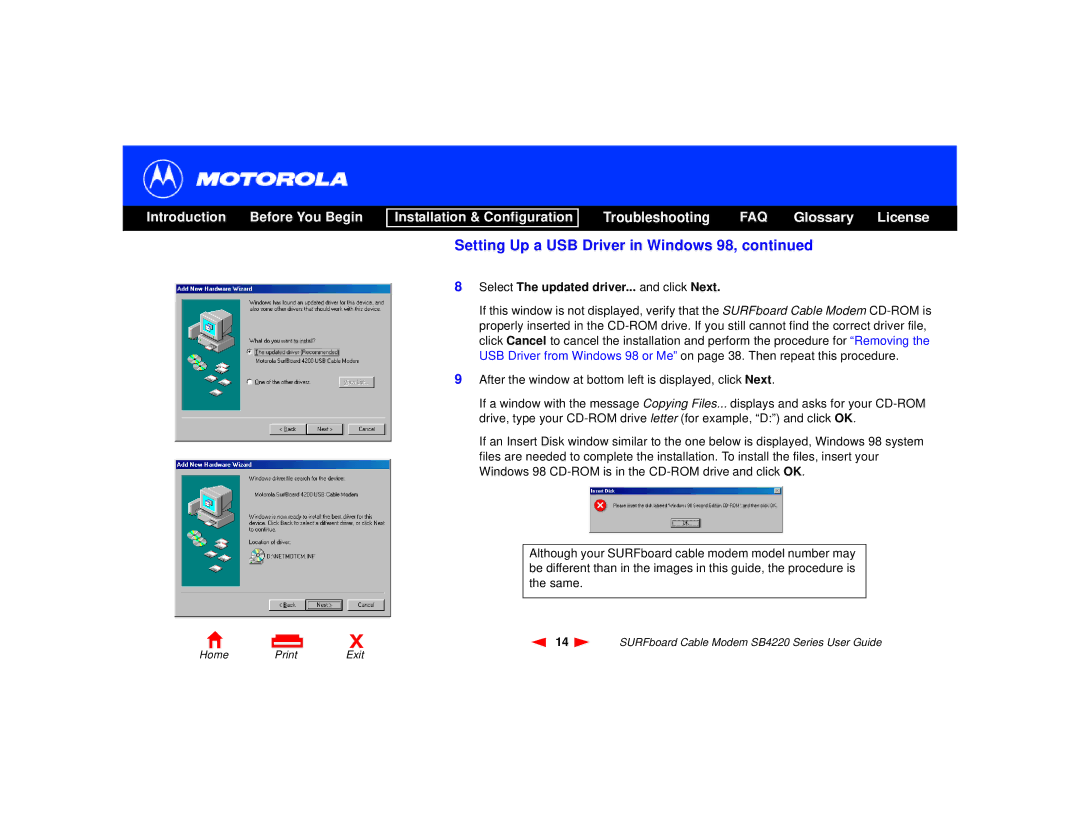 Motorola SB4220 manual Select The updated driver... and click Next 