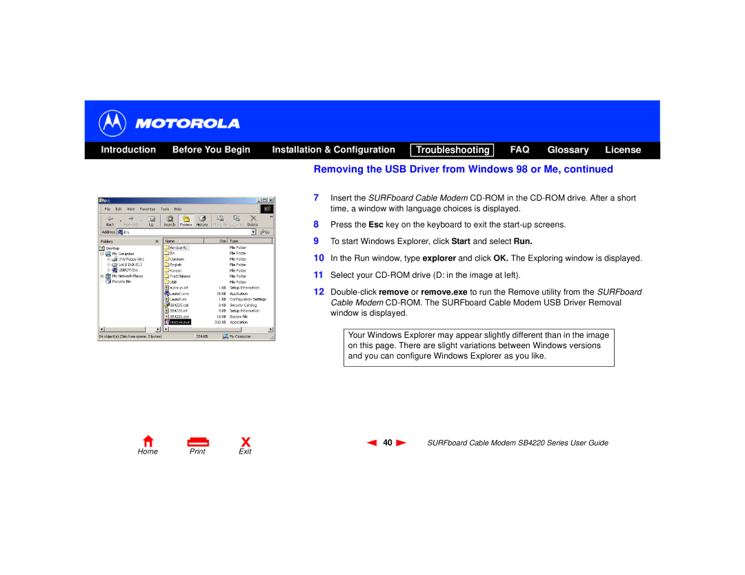 Motorola SB4220 manual FAQ Glossary License 