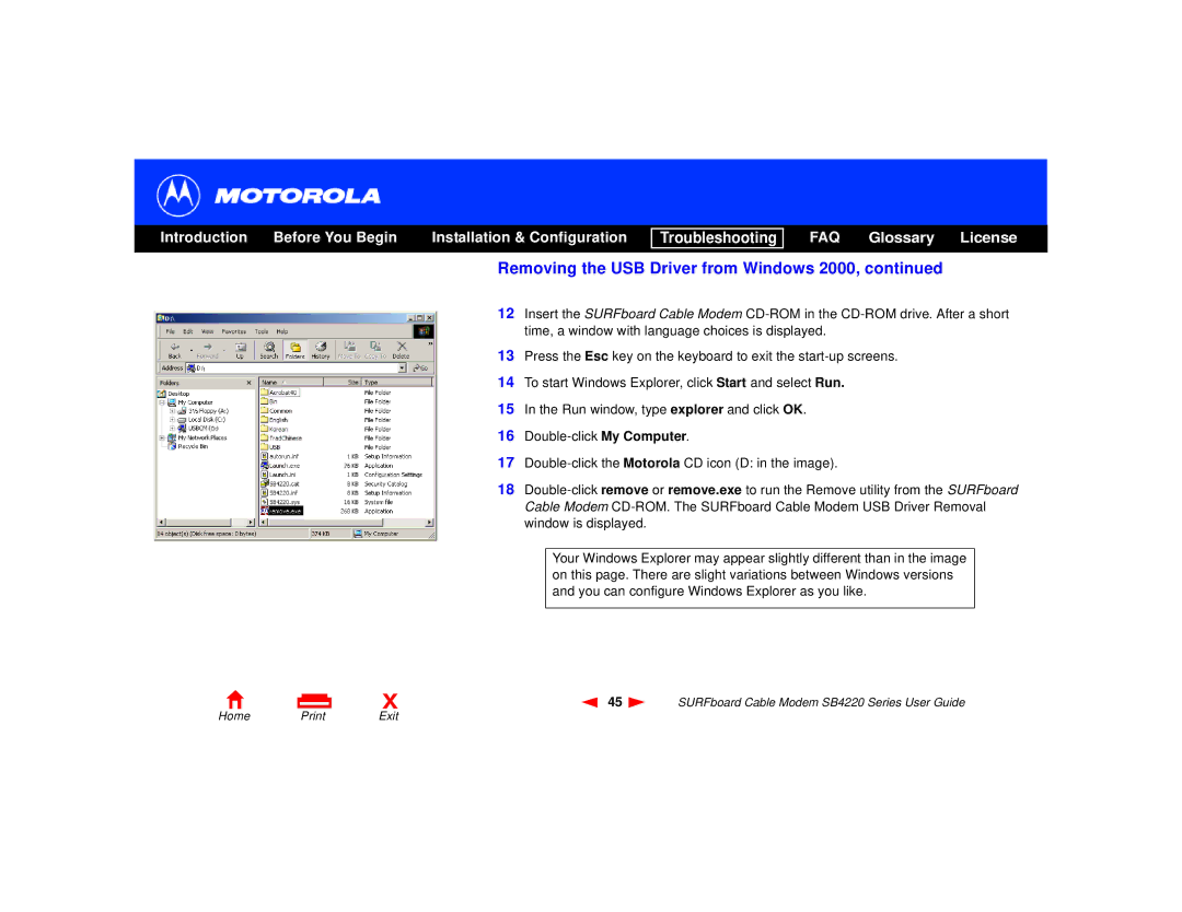 Motorola SB4220 manual FAQ Glossary License 