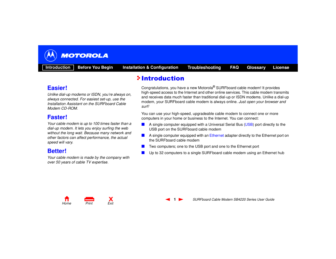 Motorola SB4220 manual Introduction, Easier 