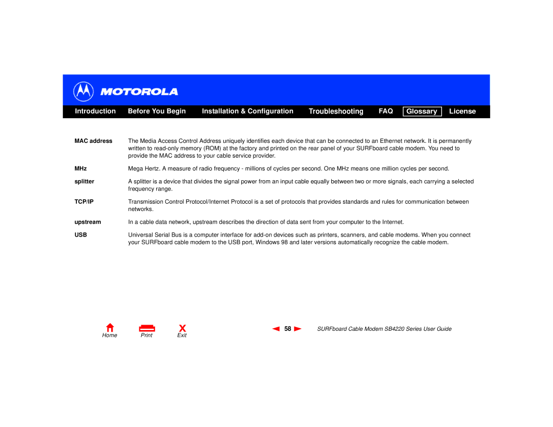 Motorola SB4220 manual Tcp/Ip 