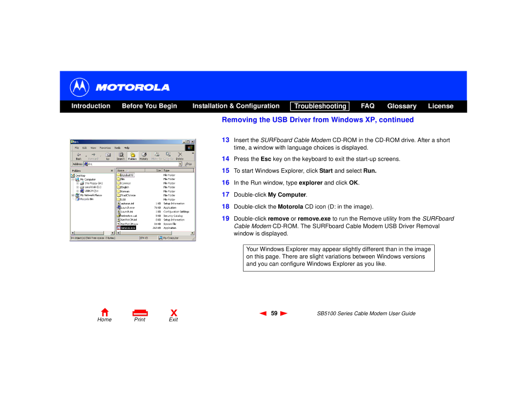 Motorola 505788-006-00, SB5100 Series manual FAQ Glossary License 