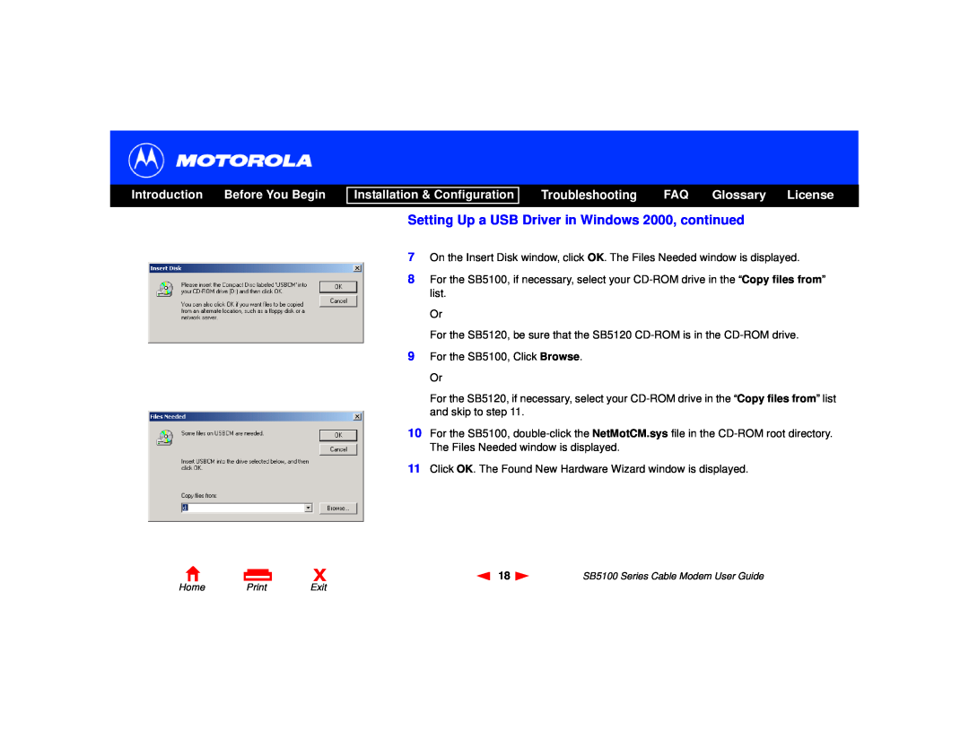 Motorola SB5100 Series Introduction Before You Begin, Installation & Configuration, Troubleshooting FAQ Glossary License 