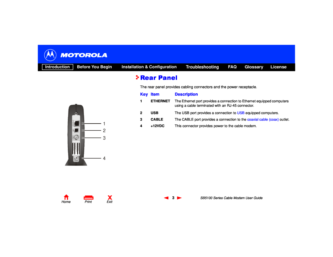 Motorola 505788-006-00 Rear Panel, Glossary, Introduction Before You Begin, Installation & Configuration, Troubleshooting 
