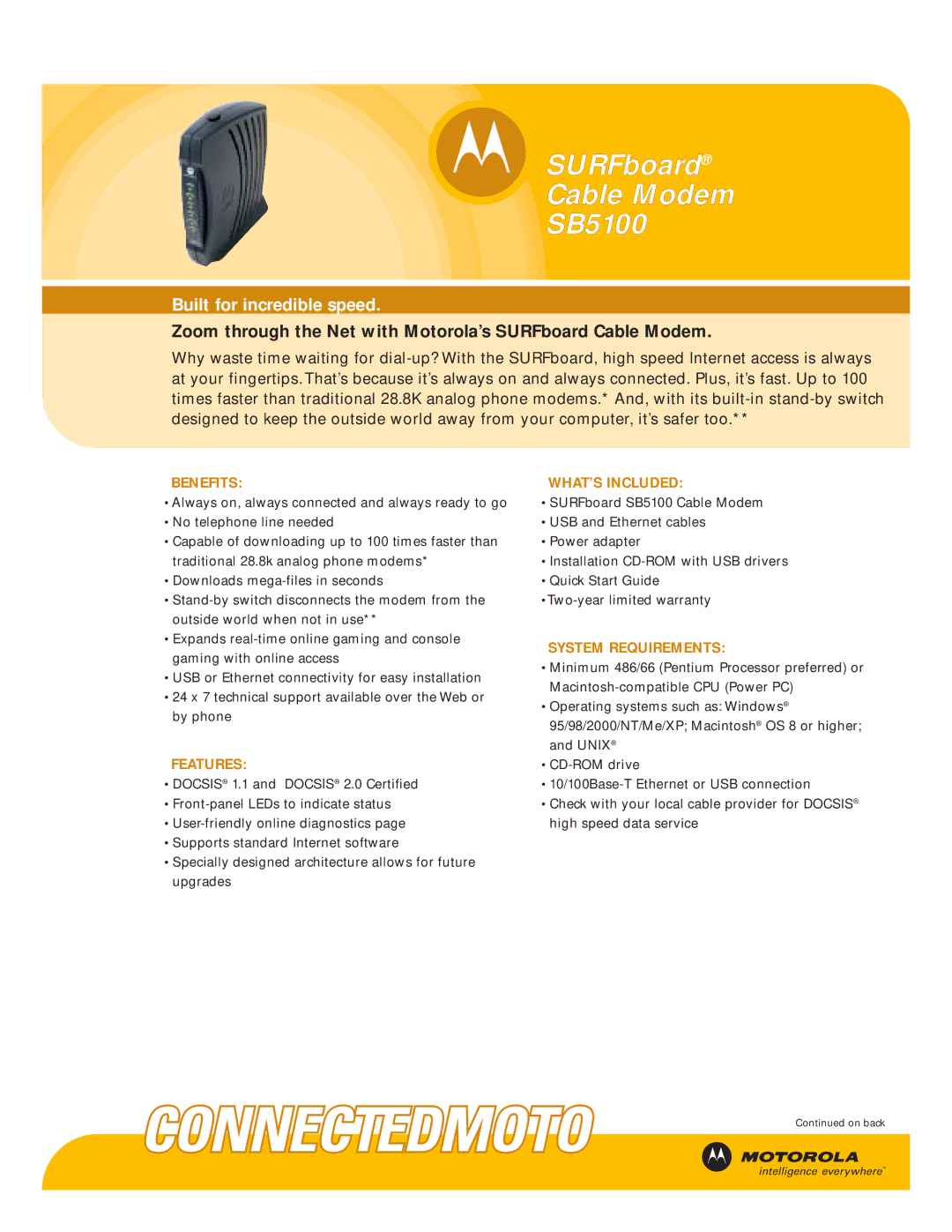 Motorola manual SB5100 Series Cable Modem User Guide 