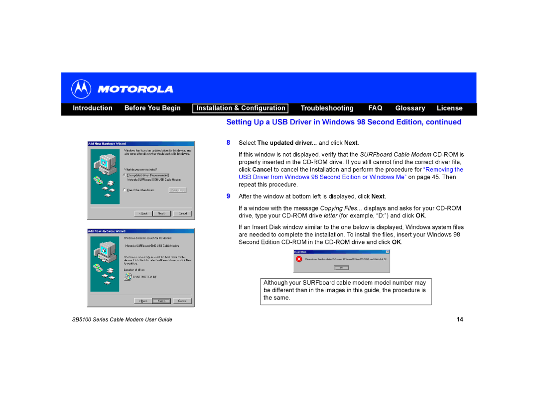 Motorola SB5100 manual Select The updated driver... and click Next 