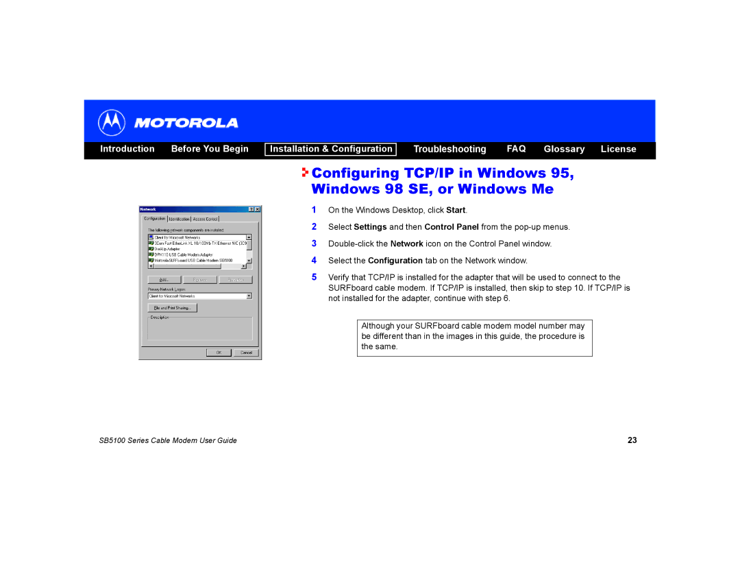 Motorola manual SB5100 Series Cable Modem User Guide 