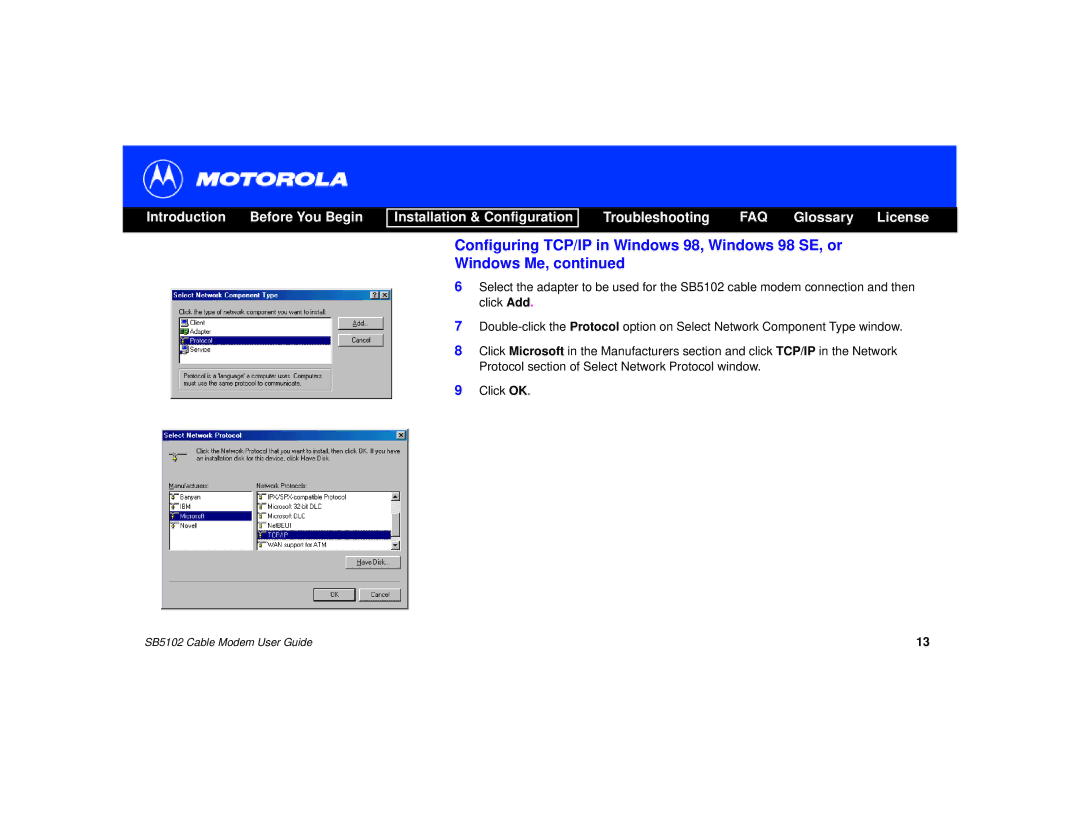 Motorola manual SB5102 Cable Modem User Guide 