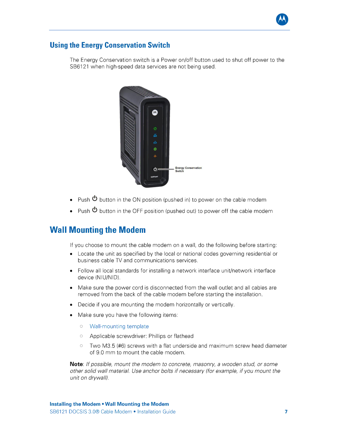 Motorola SB6121 manual 