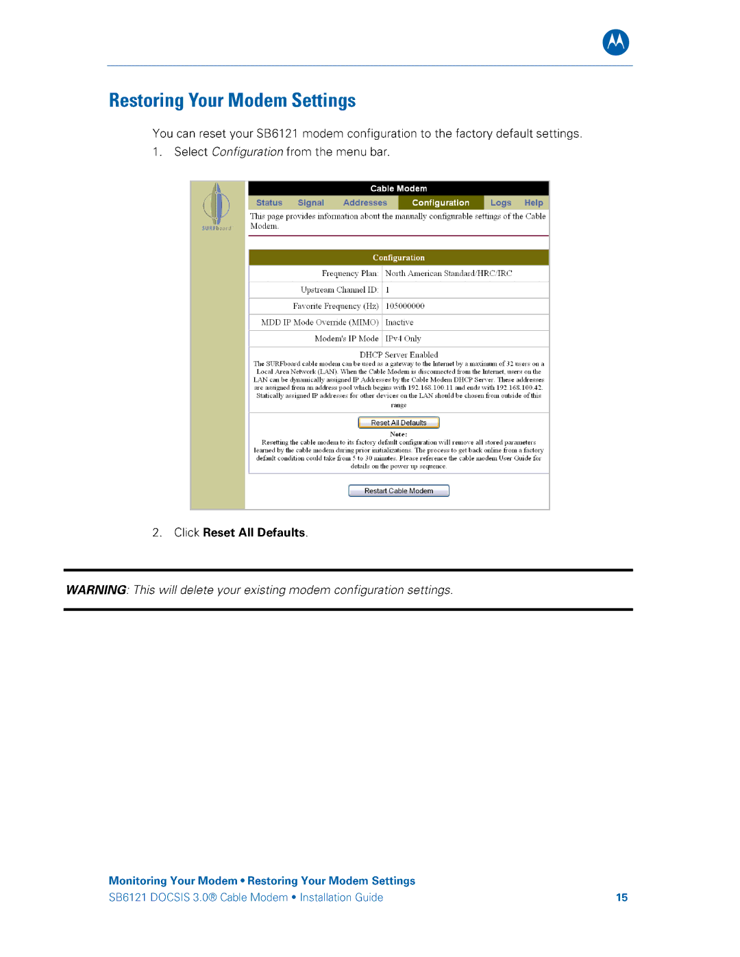 Motorola SB6121 manual 