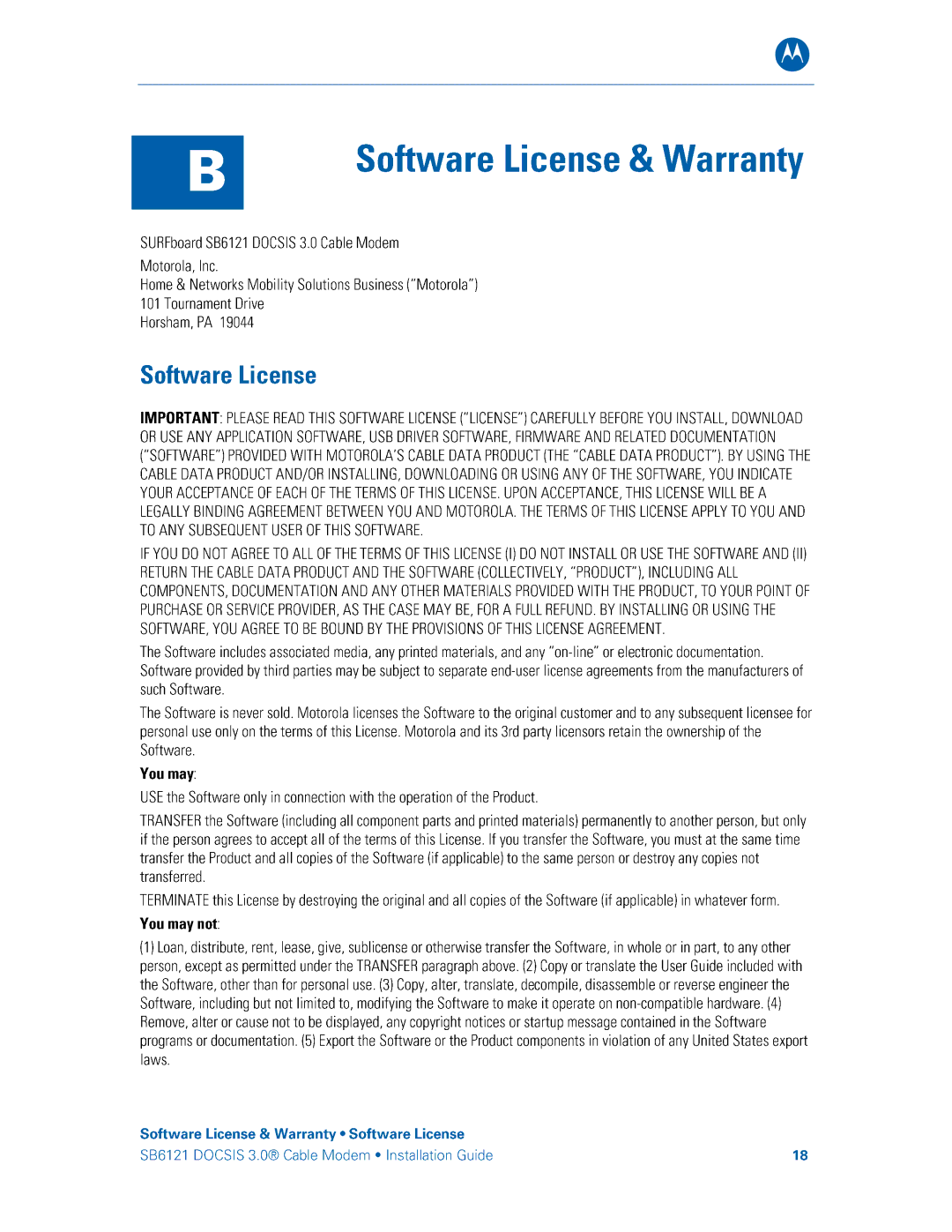 Motorola SB6121 manual 