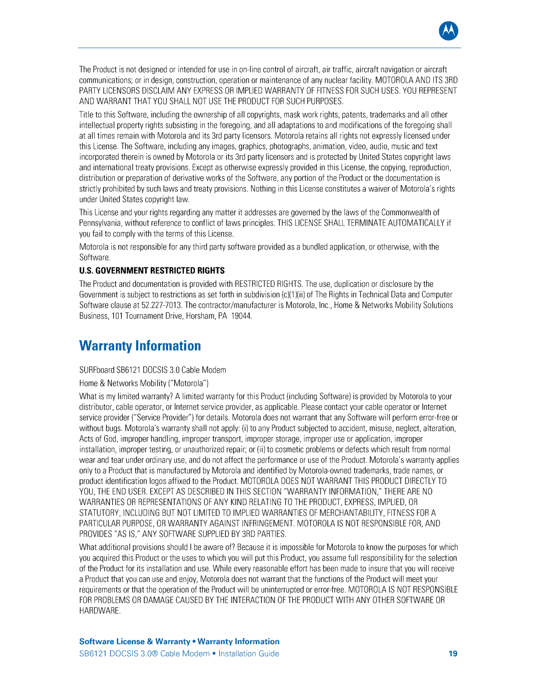 Motorola SB6121 manual 