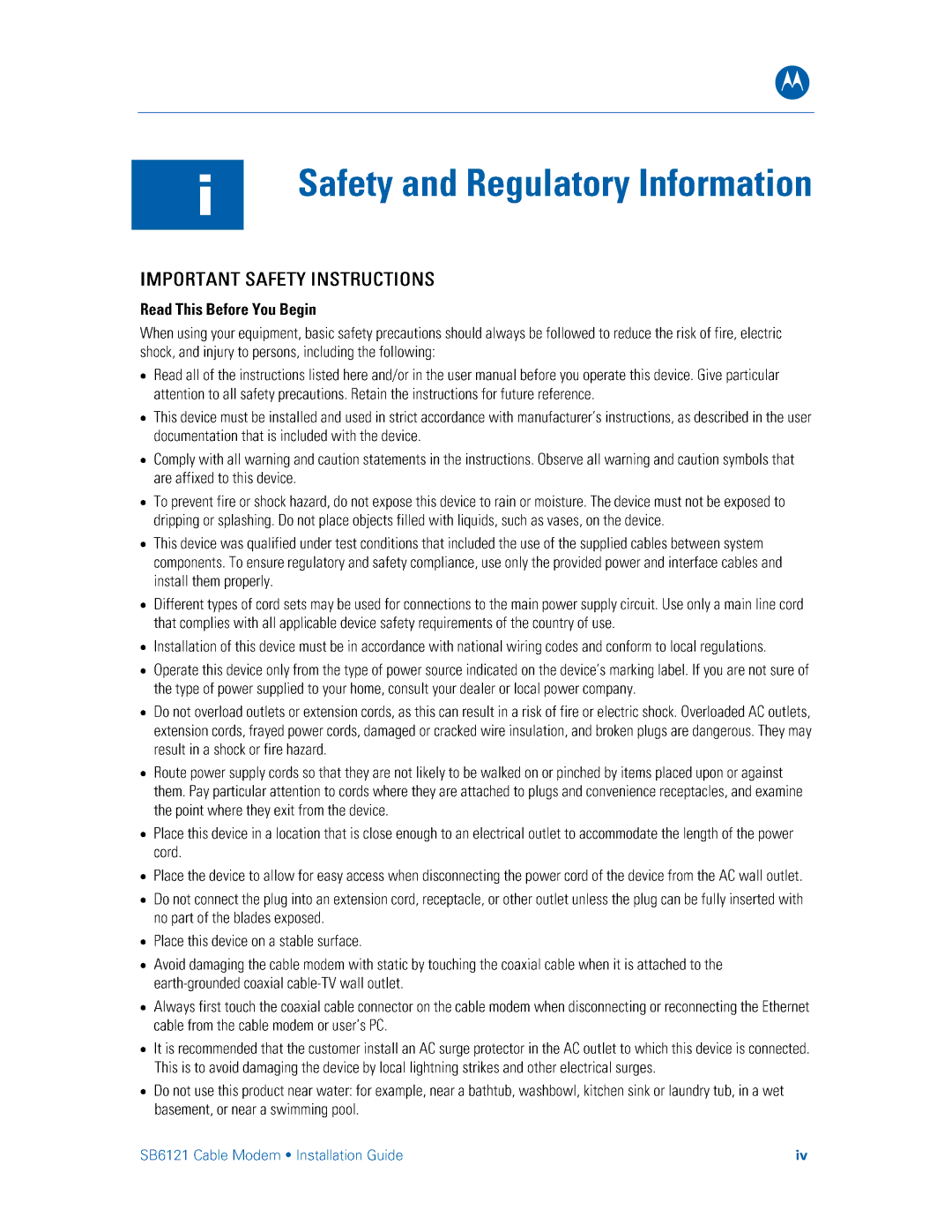 Motorola SB6121 manual 