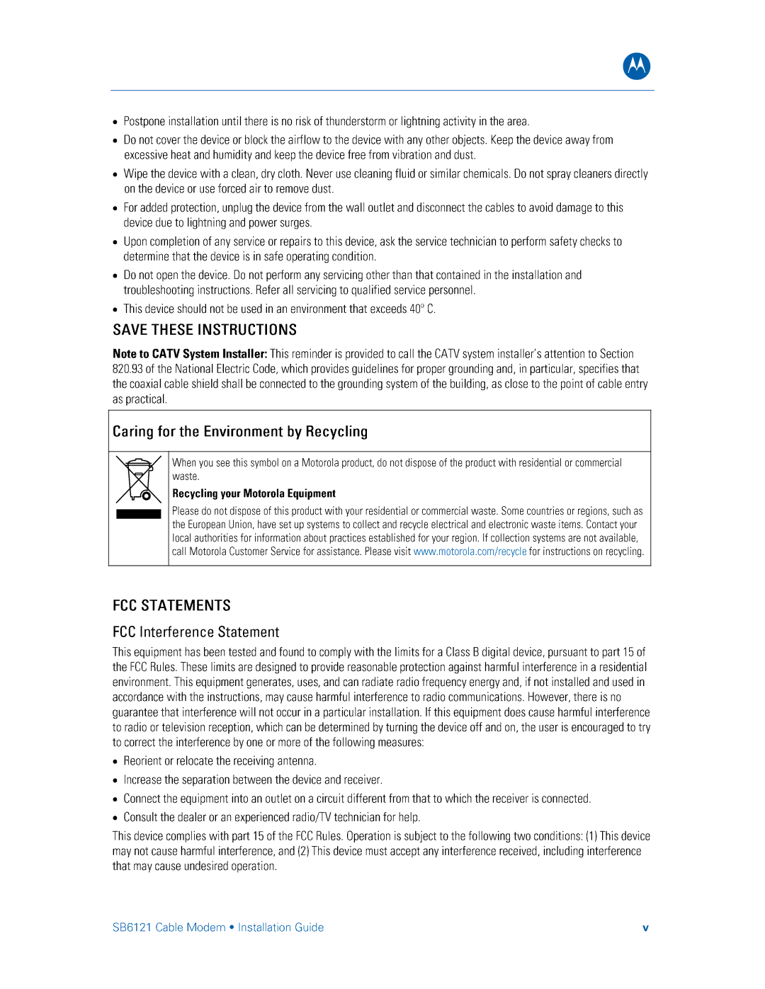 Motorola SB6121 manual 