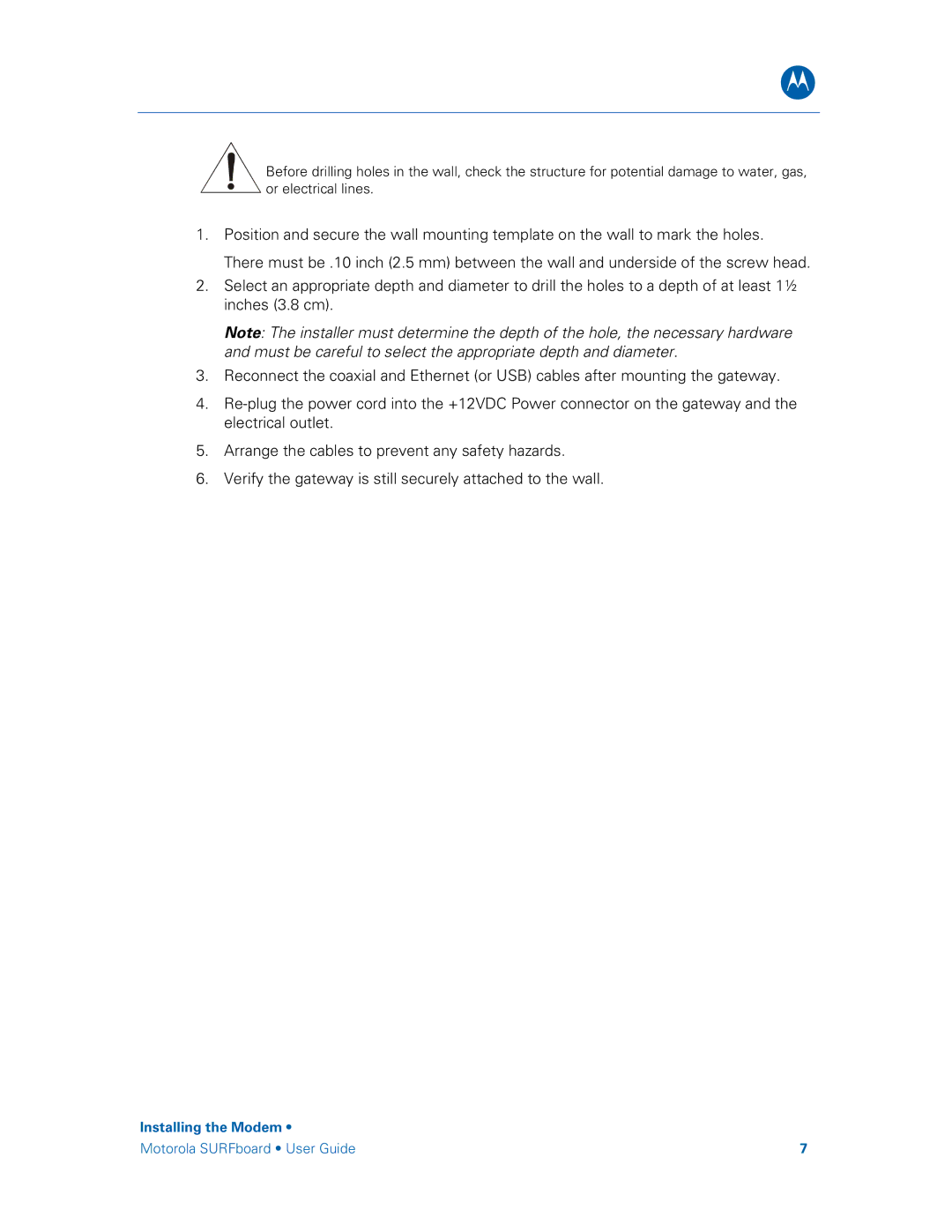 Motorola SBG6580 manual Installing the Modem 