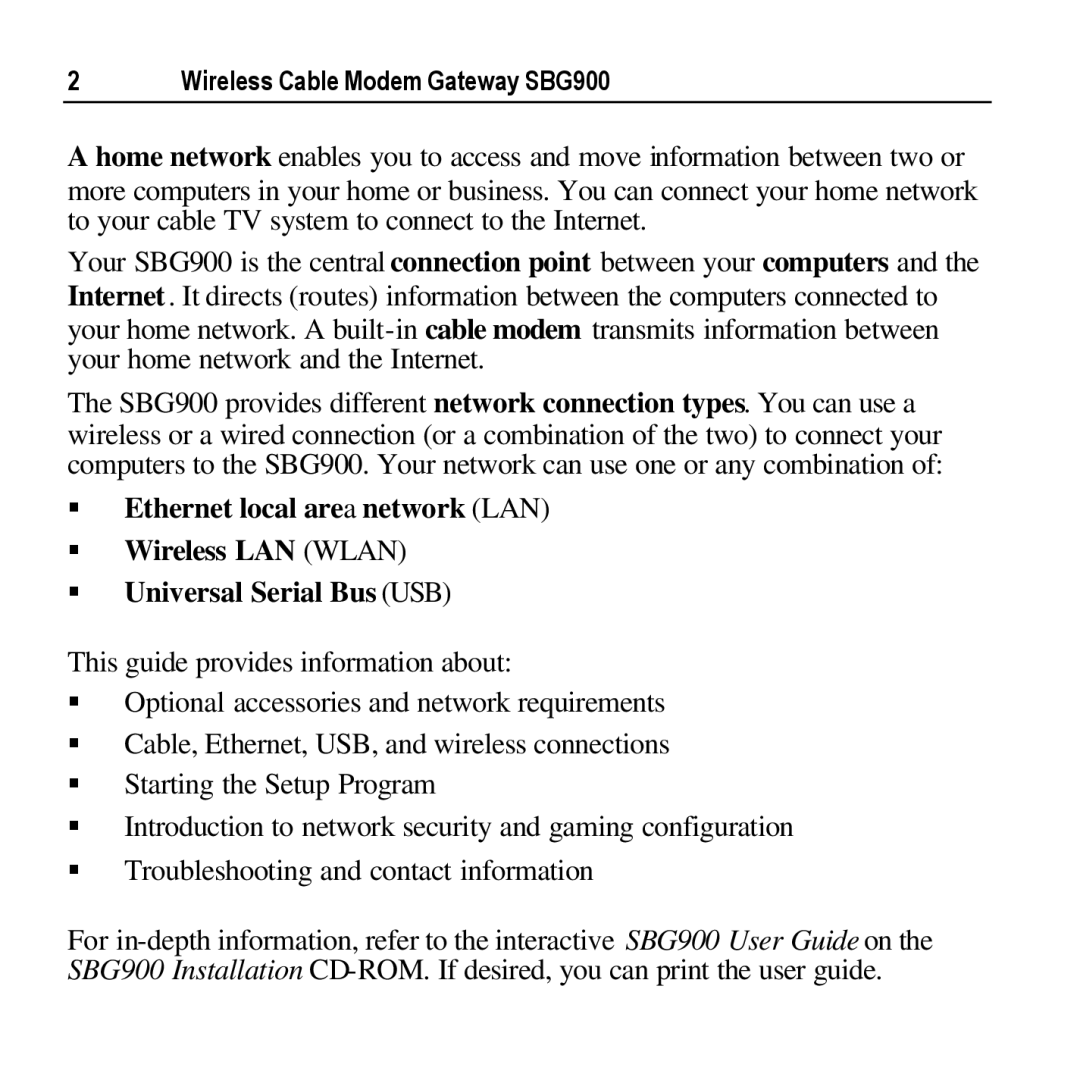 Motorola manual Wireless Cable Modem Gateway SBG900 