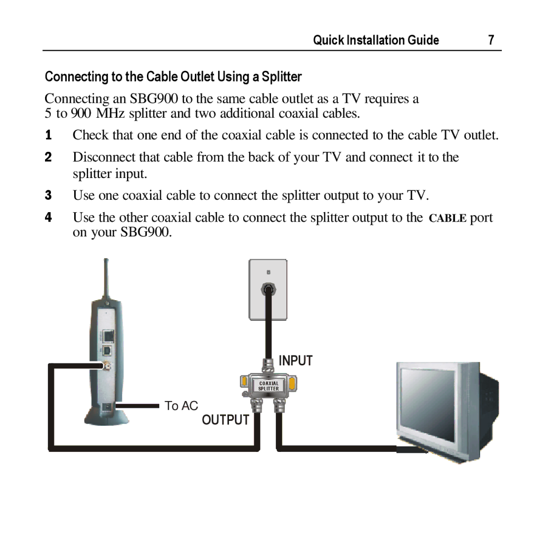 Motorola SBG900 manual Output 