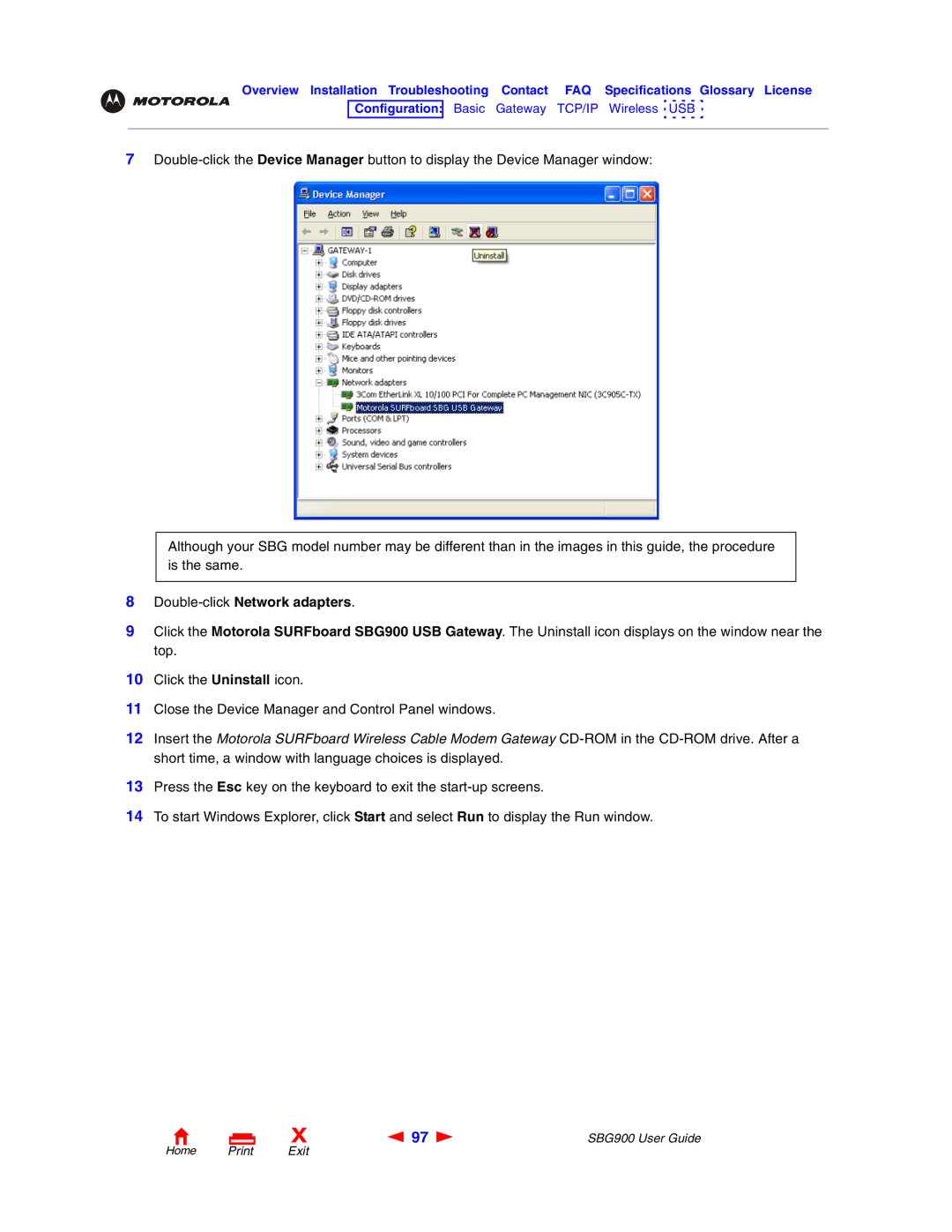 Motorola SBG900 manual Double-clickNetwork adapters 