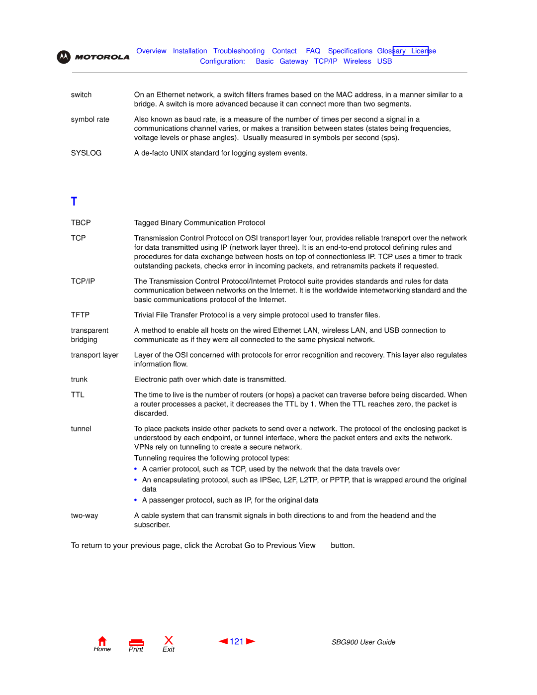 Motorola SBG900 manual 121 