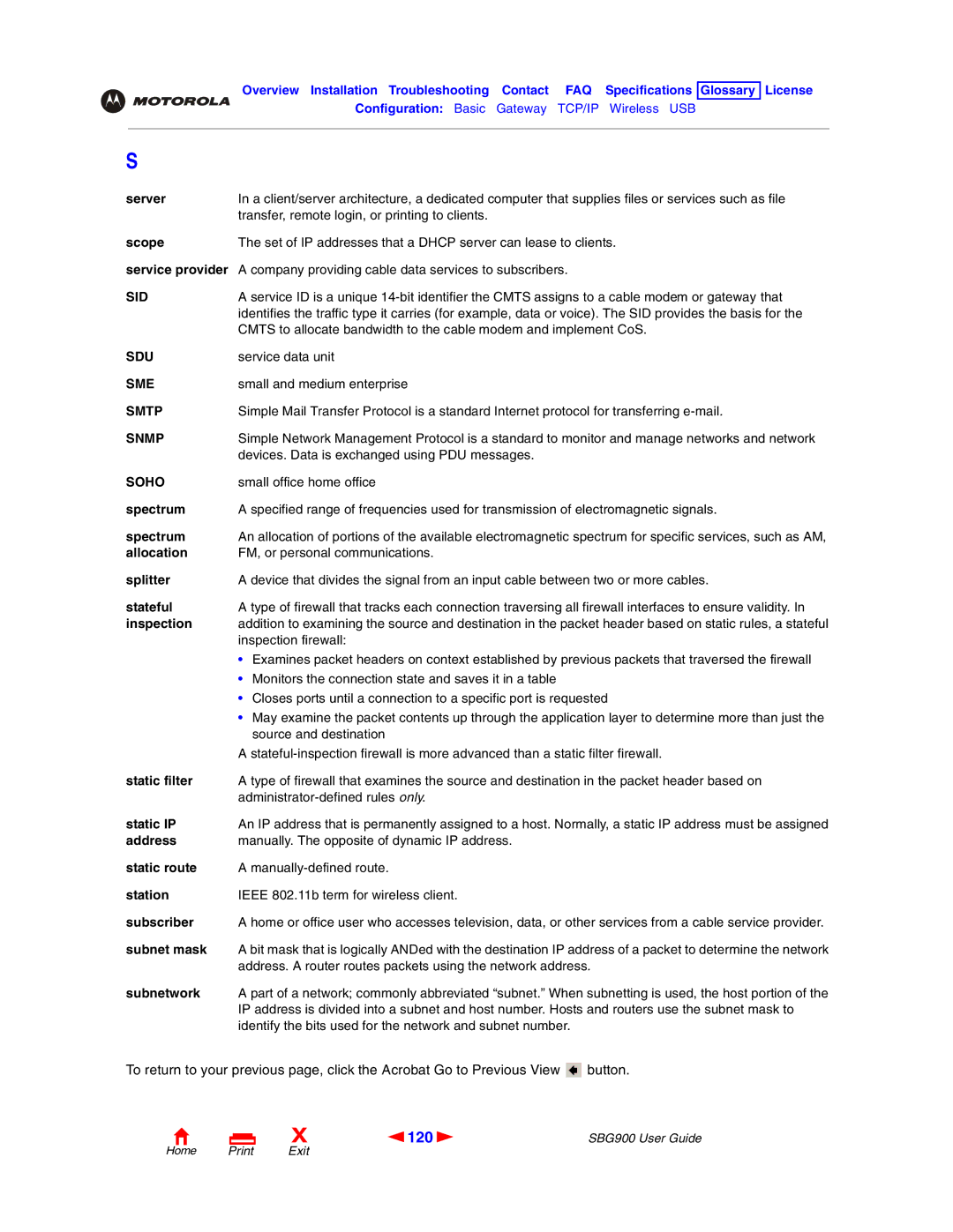 Motorola SBG900 manual 120 