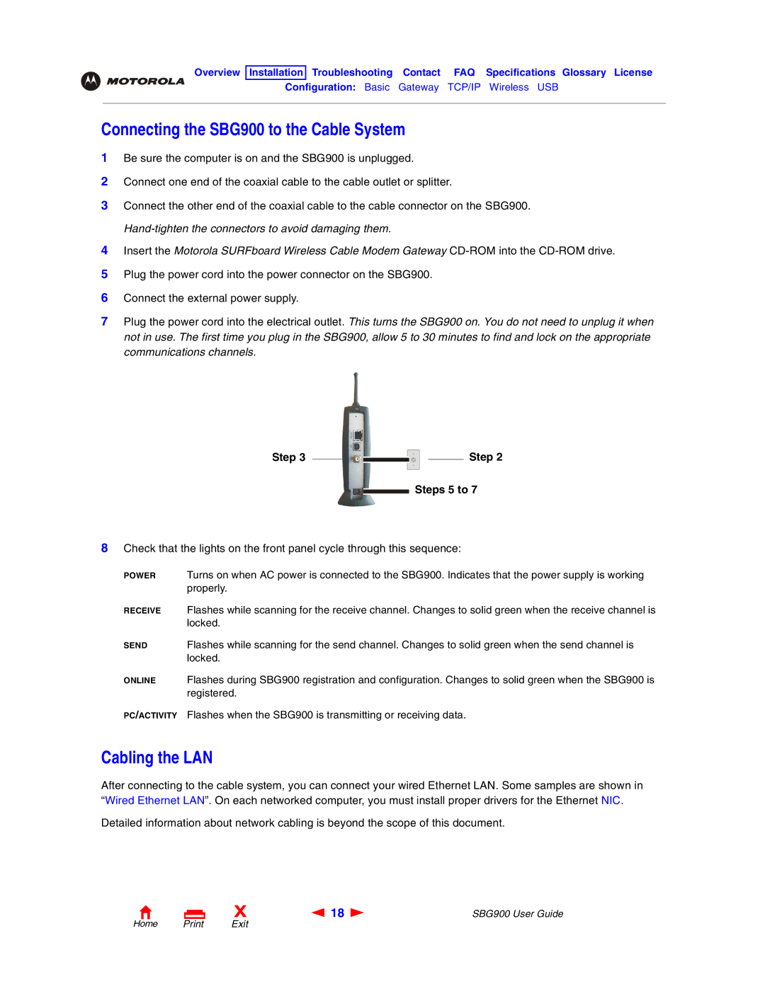 Motorola SBG900 manual Exit 