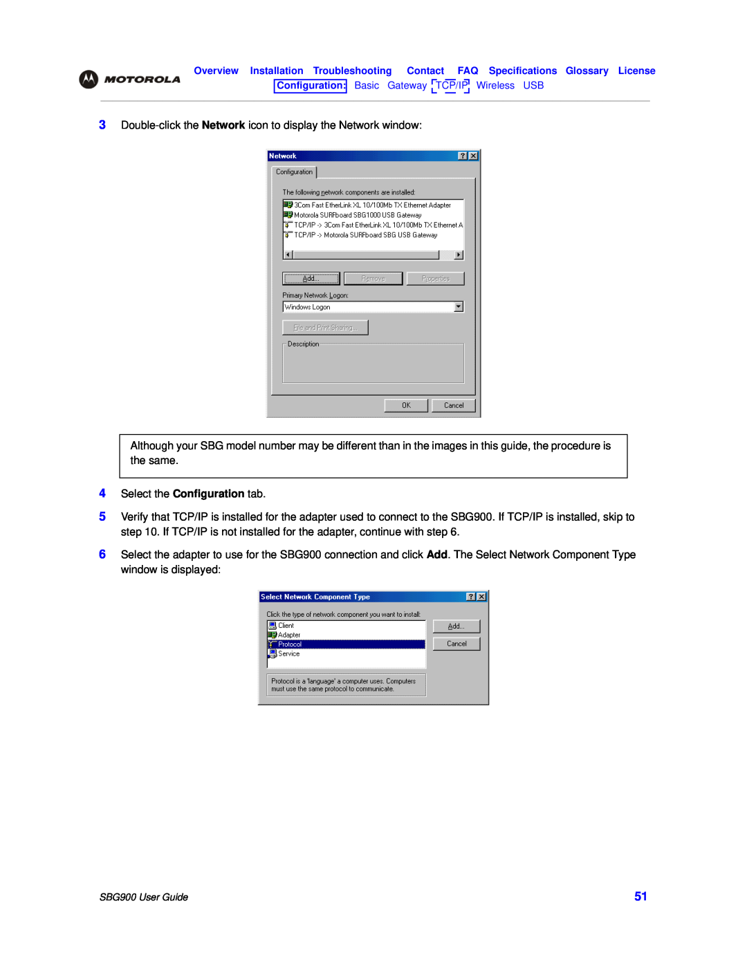 Motorola SBG900 manual Double-click the Network icon to display the Network window 