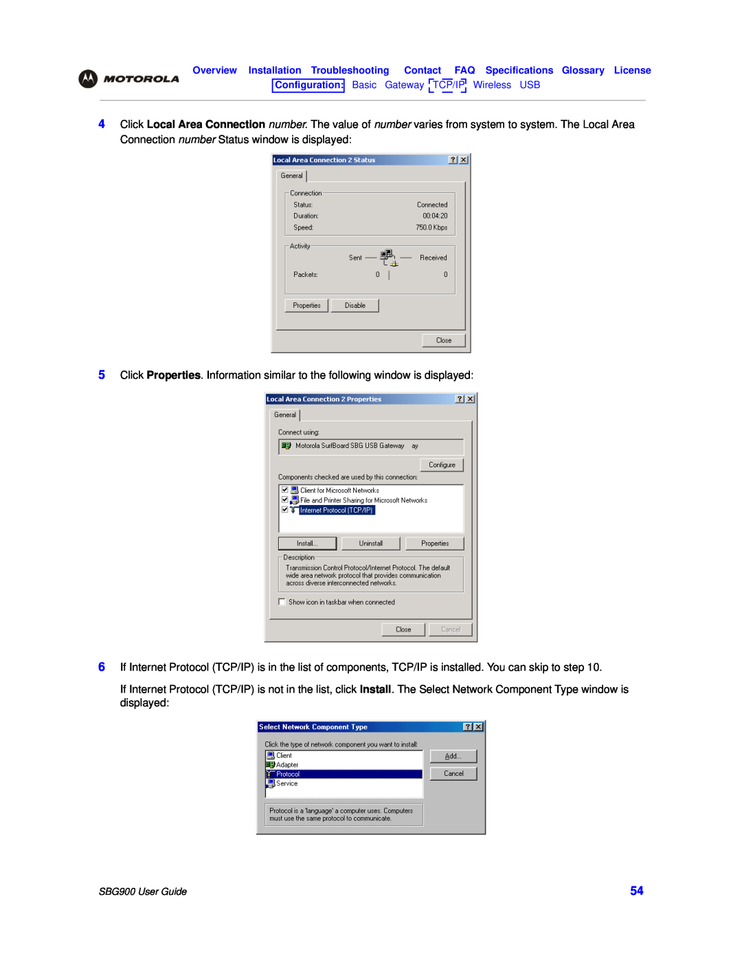 Motorola SBG900 manual 