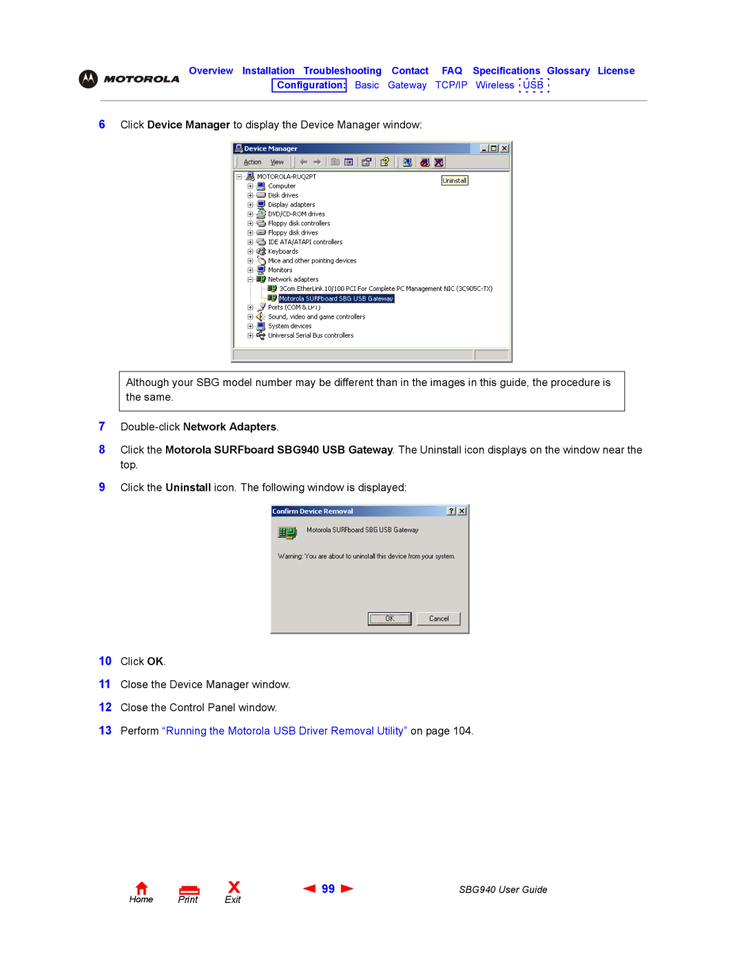 Motorola SBG940 manual Double-clickNetwork Adapters 