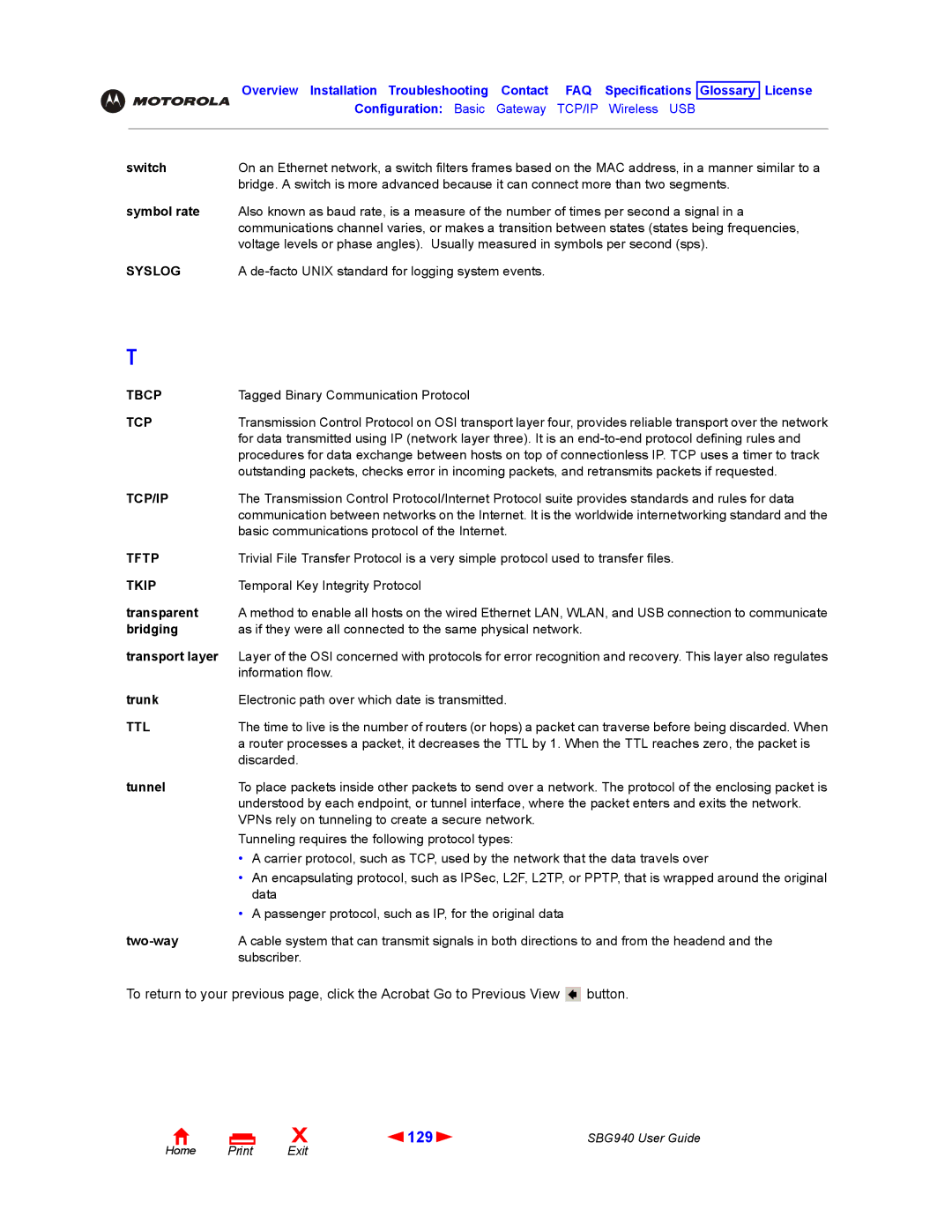 Motorola SBG940 manual 129 