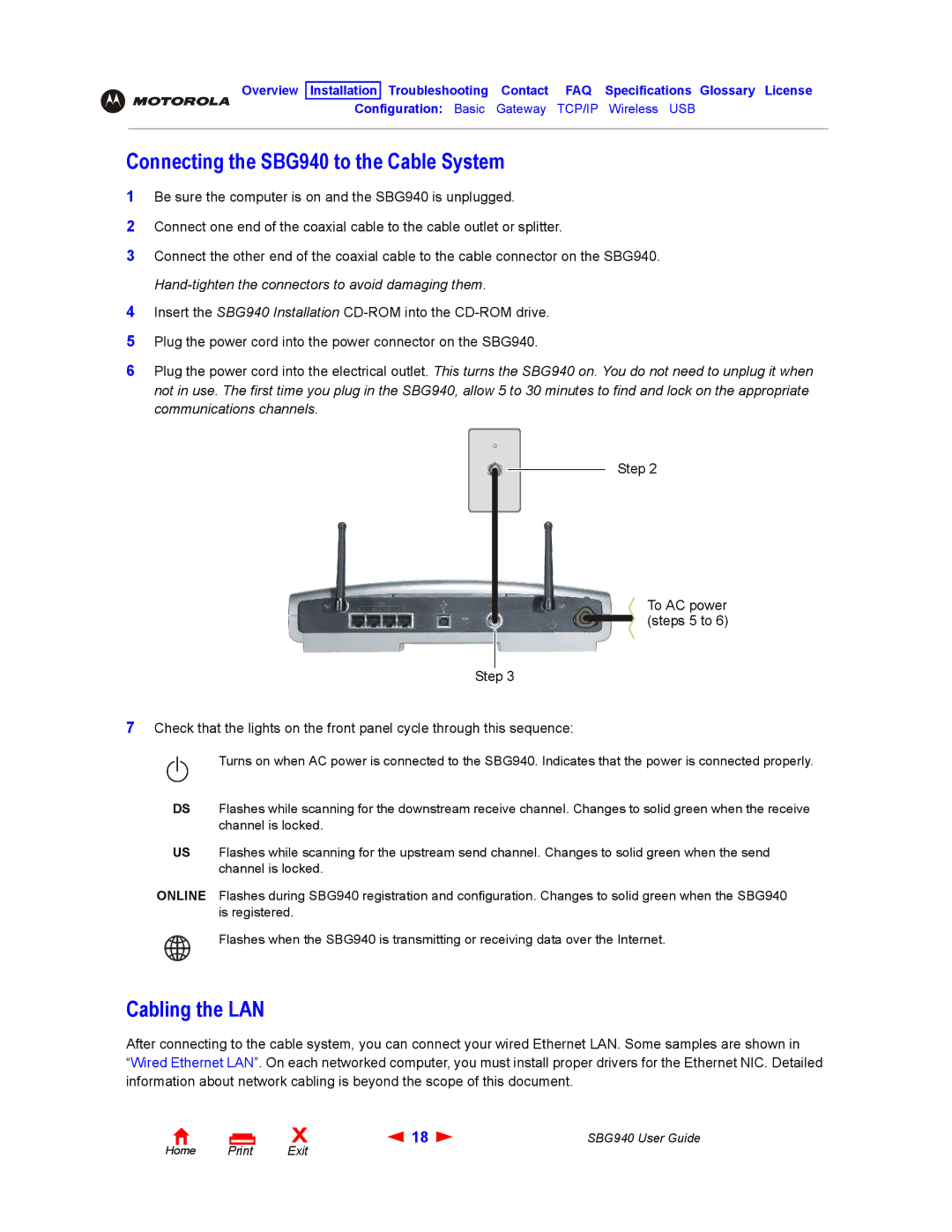 Motorola SBG940 manual Exit 