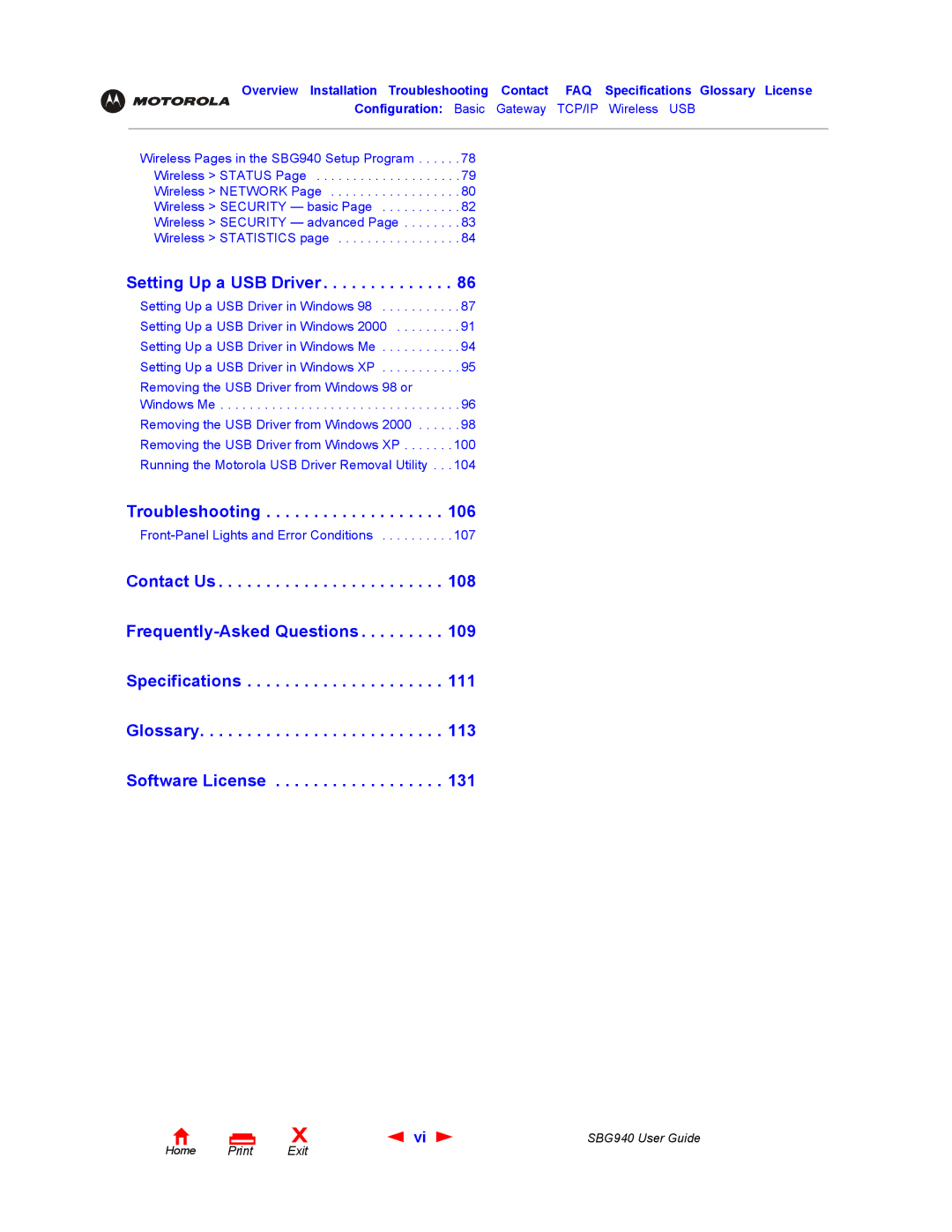 Motorola SBG940 manual Troubleshooting 