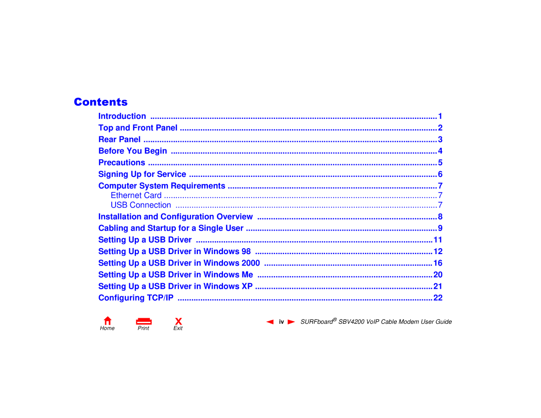 Motorola SBV4200 manual Contents 