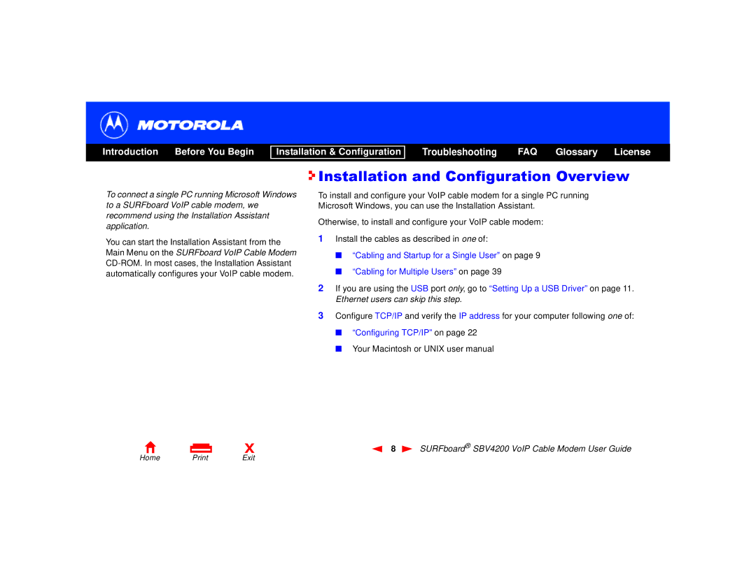 Motorola SBV4200 manual Installation and Configuration Overview 