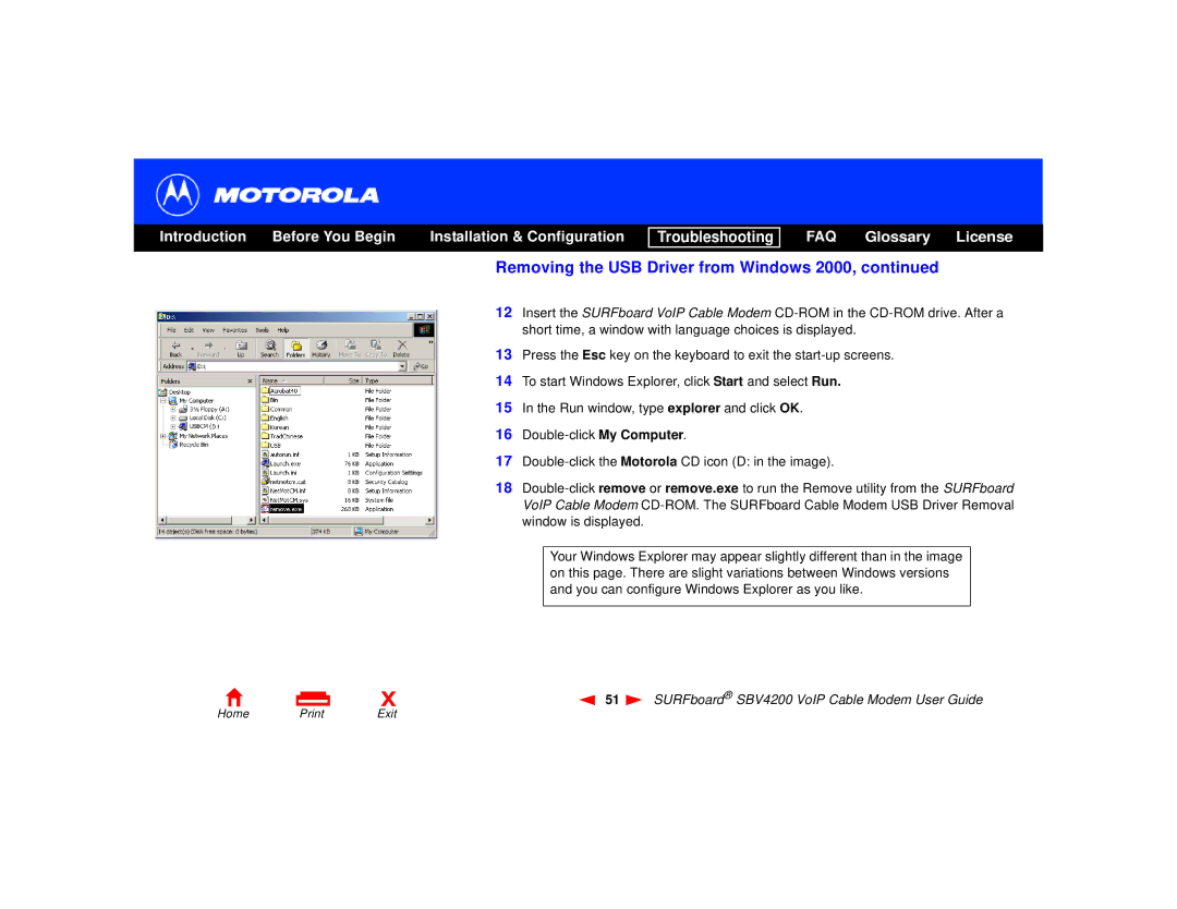 Motorola SBV4200 manual FAQ Glossary License 