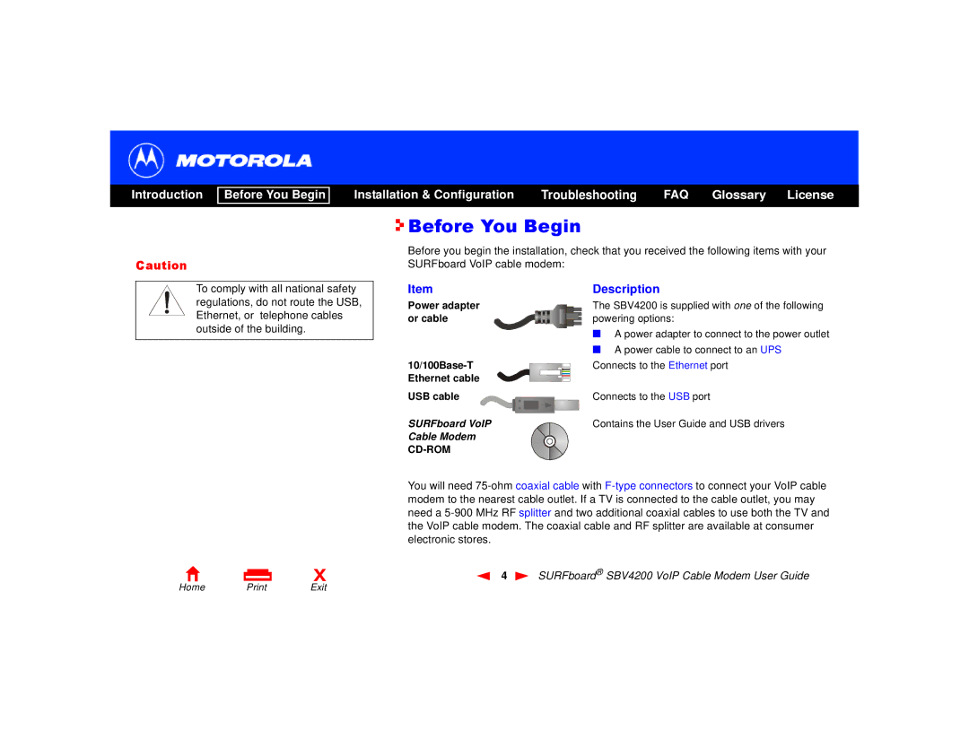 Motorola SBV4200 manual Before You Begin 