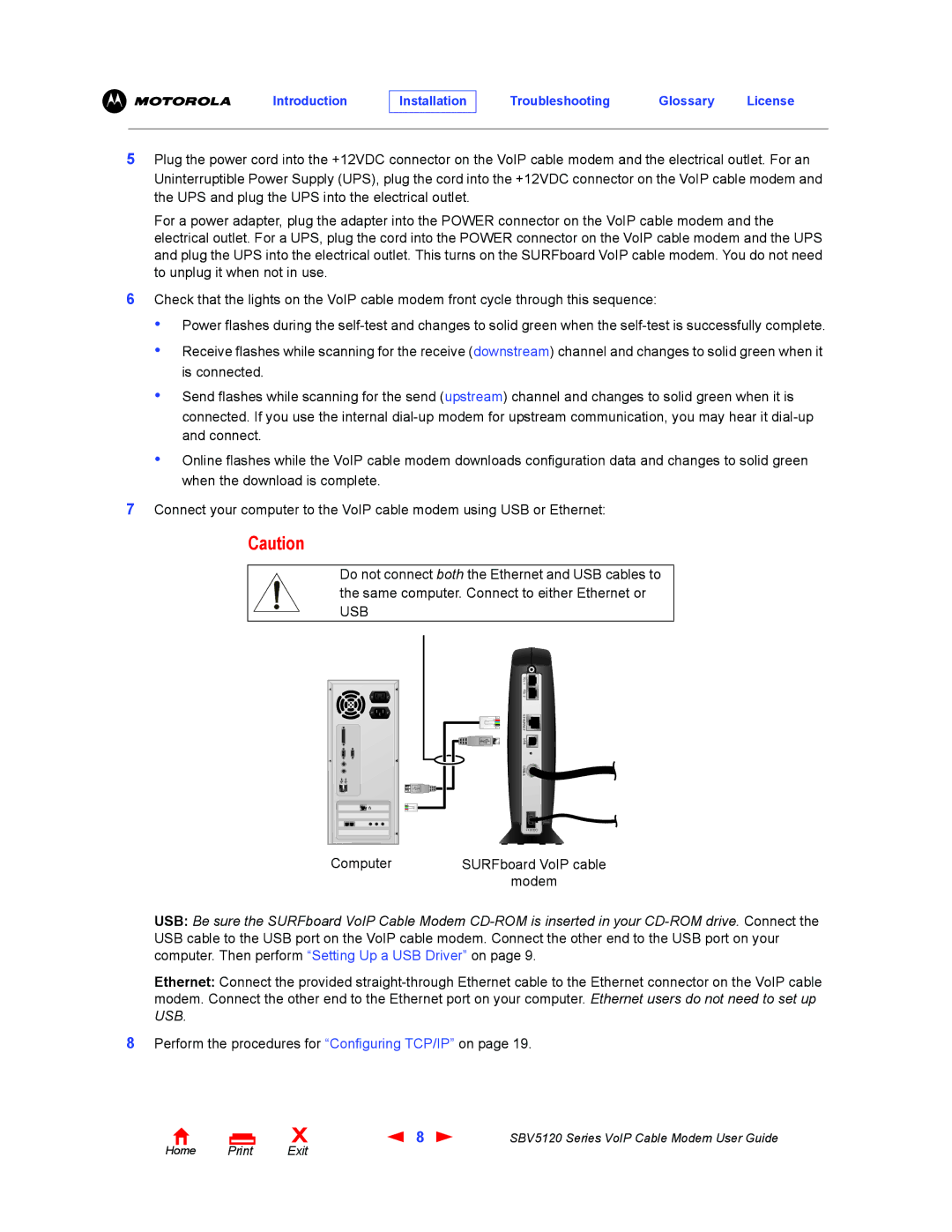 Motorola SBV5120 manual Usb 