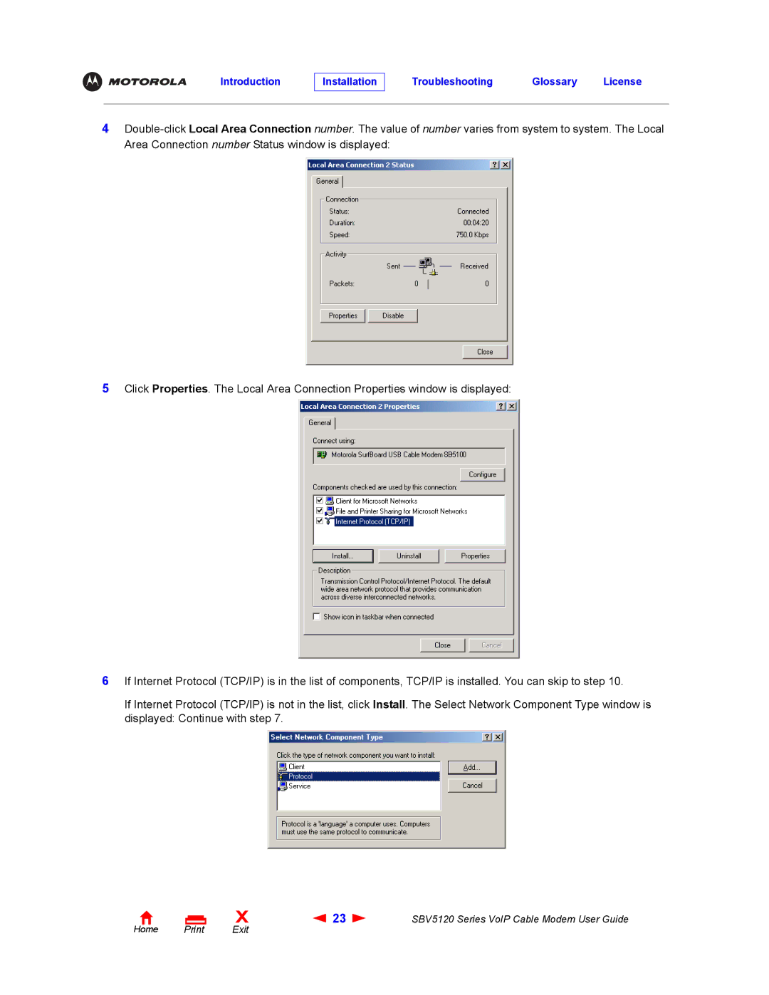 Motorola SBV5120 manual Introduction Installation Troubleshooting Glossary License 