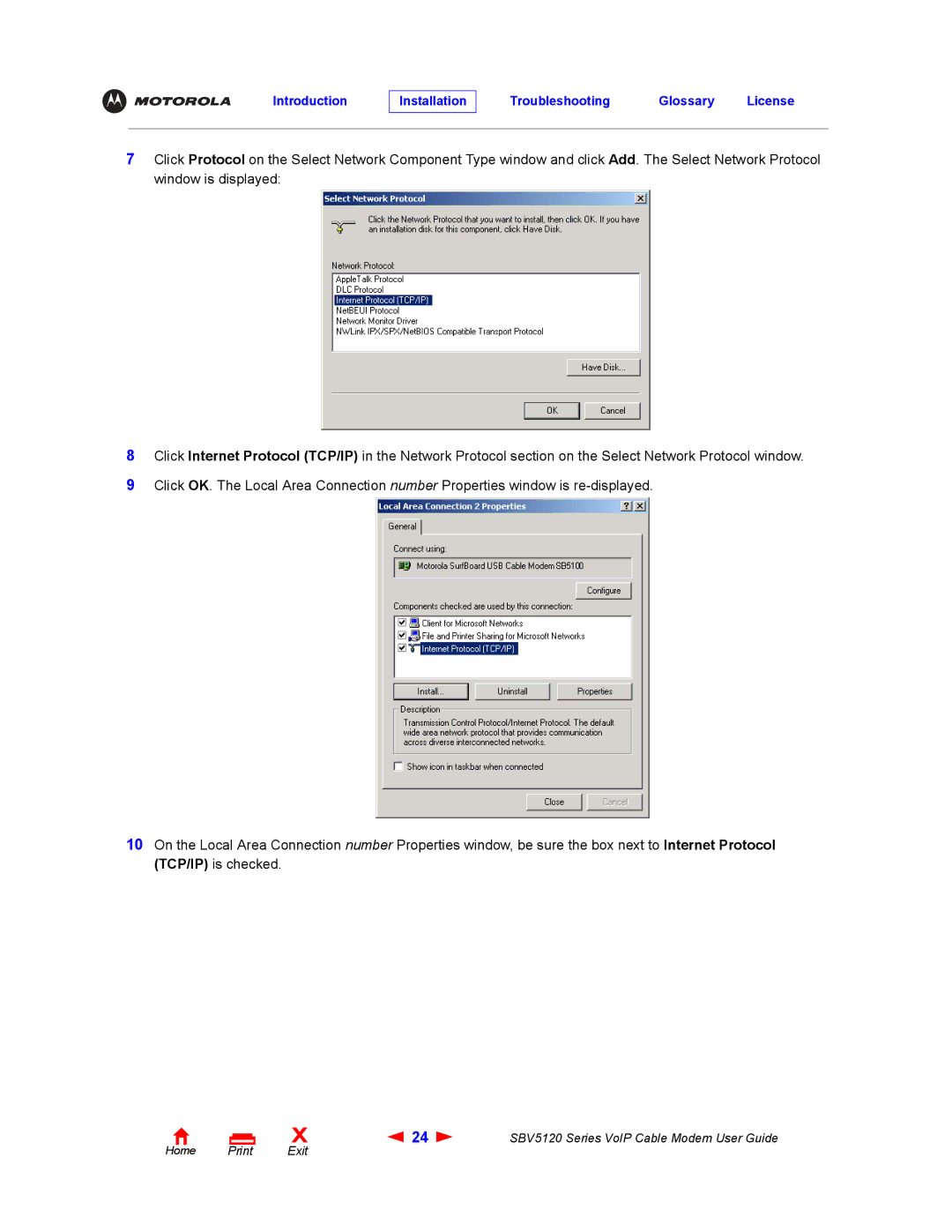 Motorola SBV5120 manual Introduction Installation Troubleshooting Glossary License 