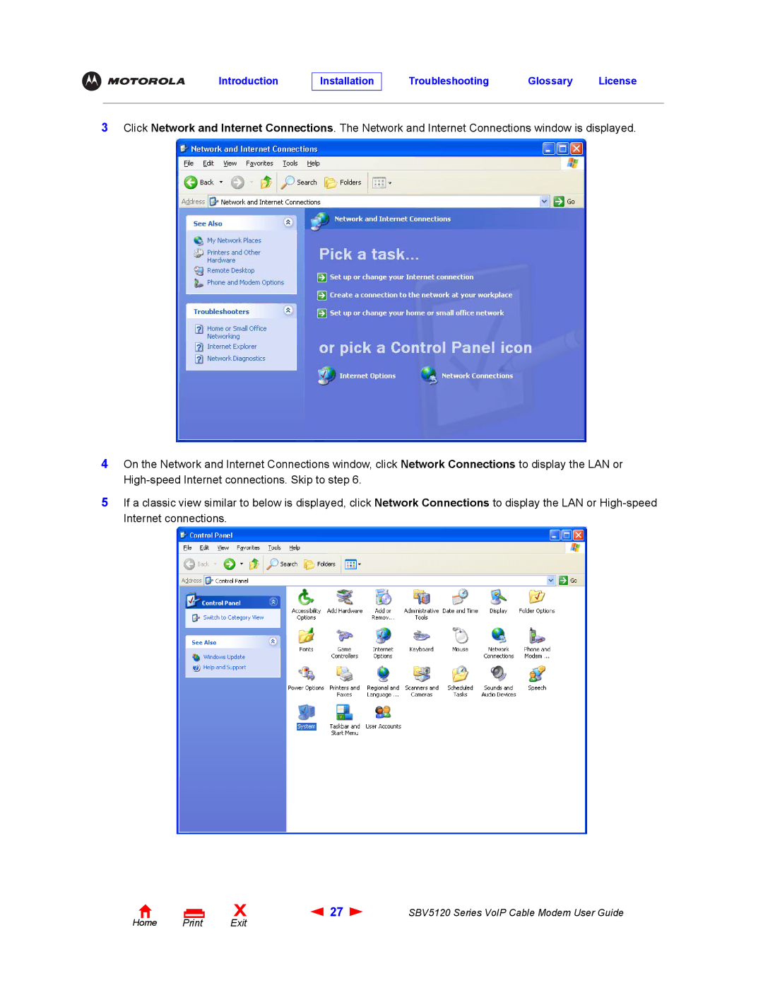 Motorola SBV5120 manual Introduction Installation Troubleshooting Glossary License 